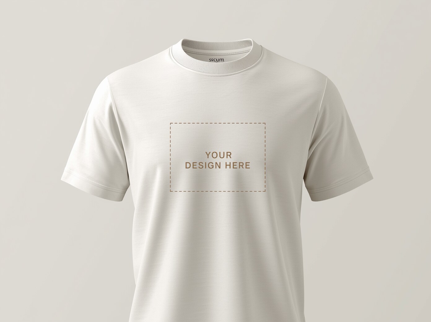 Plain cream t-shirt with design area placeholder