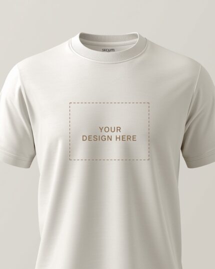 Premium natural cream heavyweight cotton t-shirt with YOUR DESIGN HERE placeholder for custom designs - PrintXYZ UK