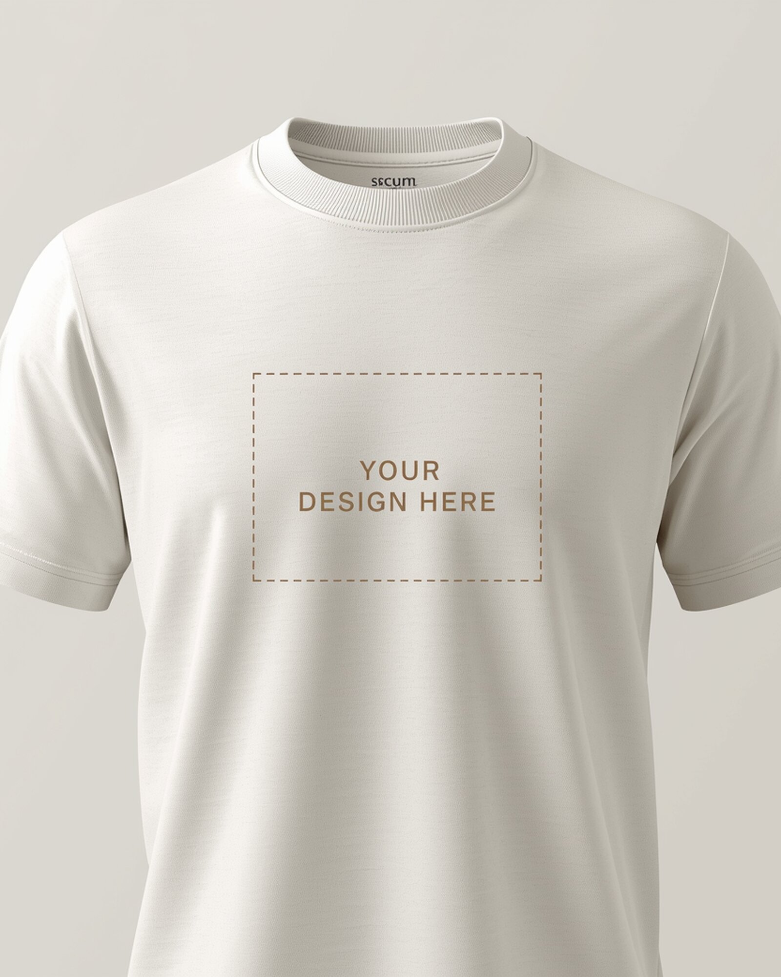 Premium natural cream heavyweight cotton t-shirt with YOUR DESIGN HERE placeholder for custom designs - PrintXYZ UK