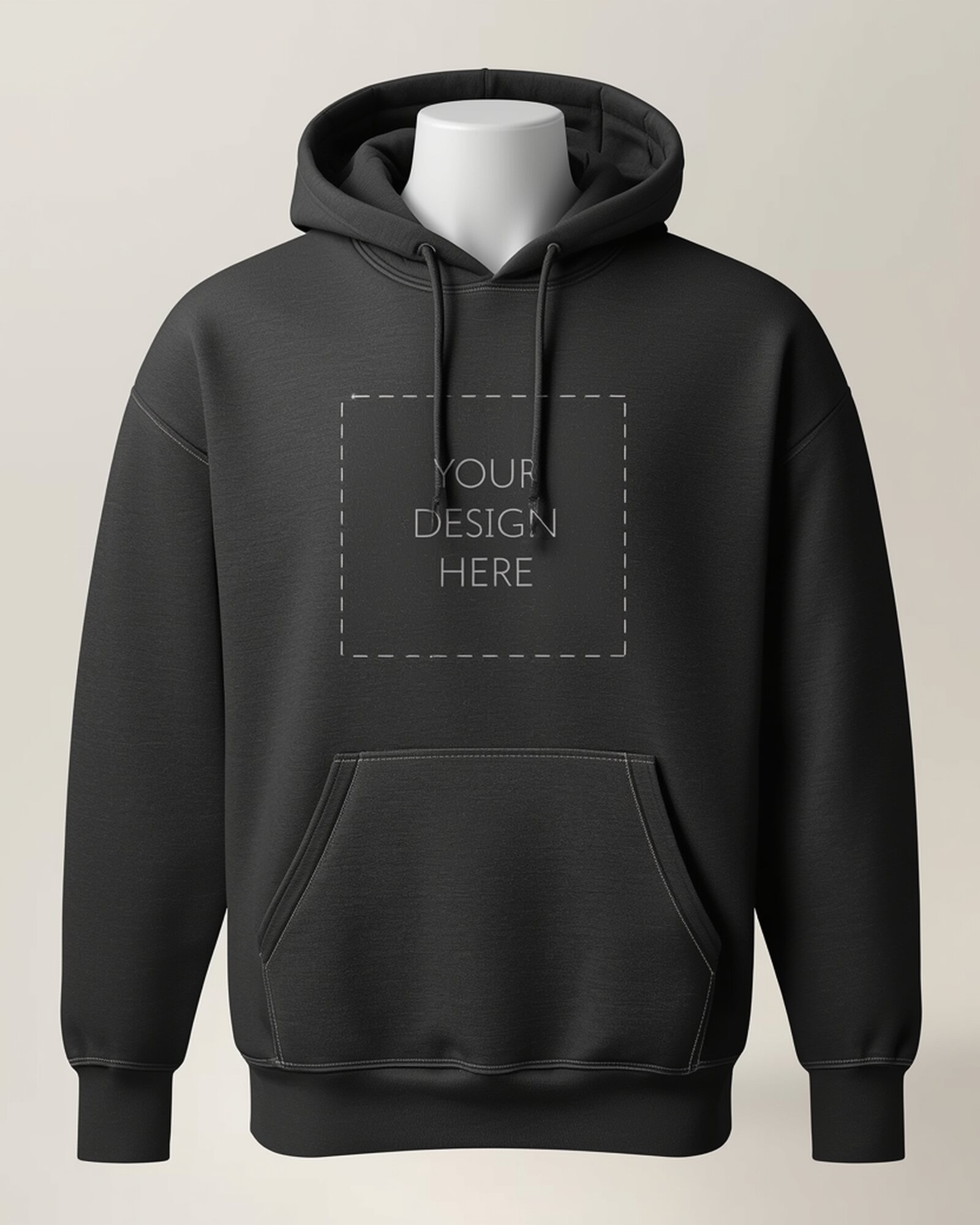 Premium charcoal heavyweight pullover hoodie with YOUR DESIGN HERE placeholder for custom designs - PrintXYZ UK