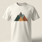 Stone off-white geometric mountain range graphic t-shirt in muted earth tones - PrintXYZ UK