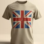 Heather oatmeal Union Jack distressed retro graphic t-shirt - PrintXYZ UK